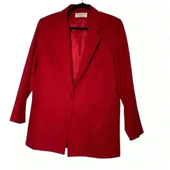 Dumas RED Holiday, Christmas, 100% wool,  lined, classic style blazer size 10 - Picture 5 of 11